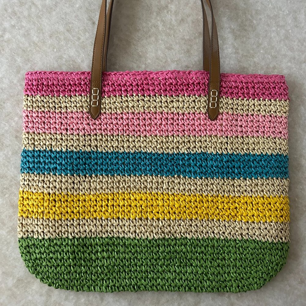 INC International Concepts Large Straw Tote 19 3/4" x 15" Strap 9 3/4" Drop